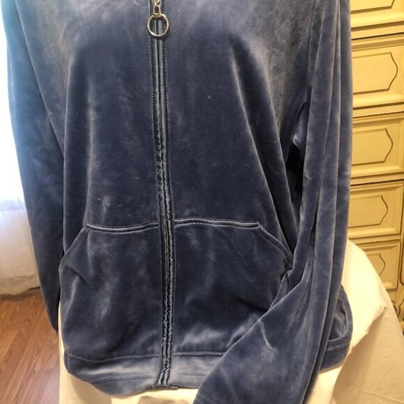 Blue Velour Hoodie Jacket by Jones New York - size 2X - Picture 8 of 12